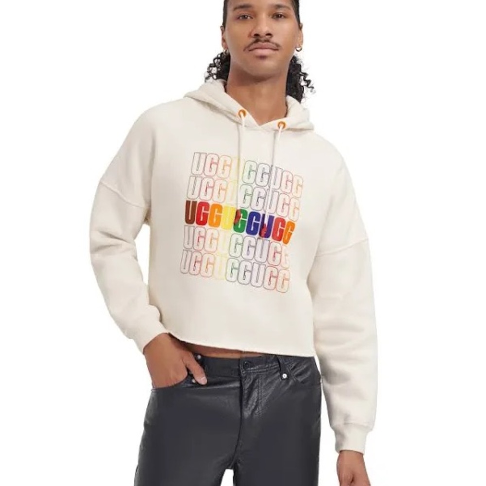 UGG unisex Keira Pride Crop Hoodie in Rainbow Logo